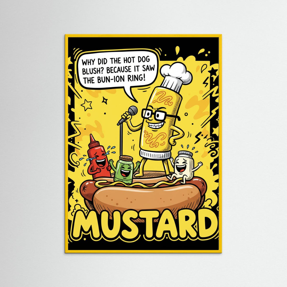 Funny Hot Dog Joke Comic Illustration Fine Art Paper Print