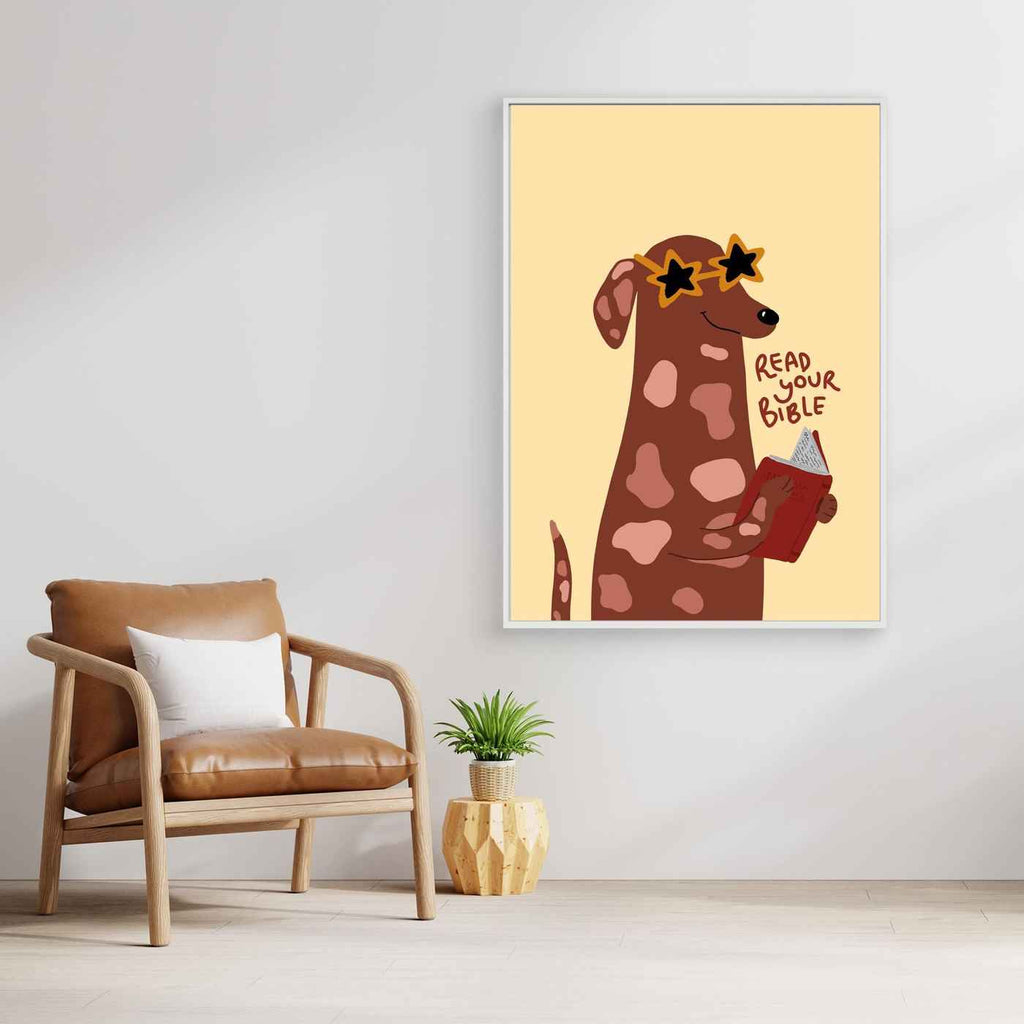 Christian Wall Art - Fun Sausage Dog Bible Print for Kids Nursery