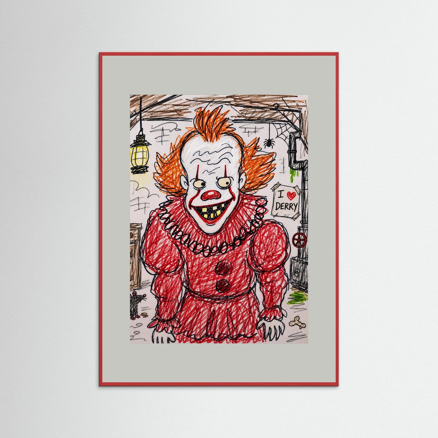 Large Framed Wall Art – Creepy Pennywise Horror Poster