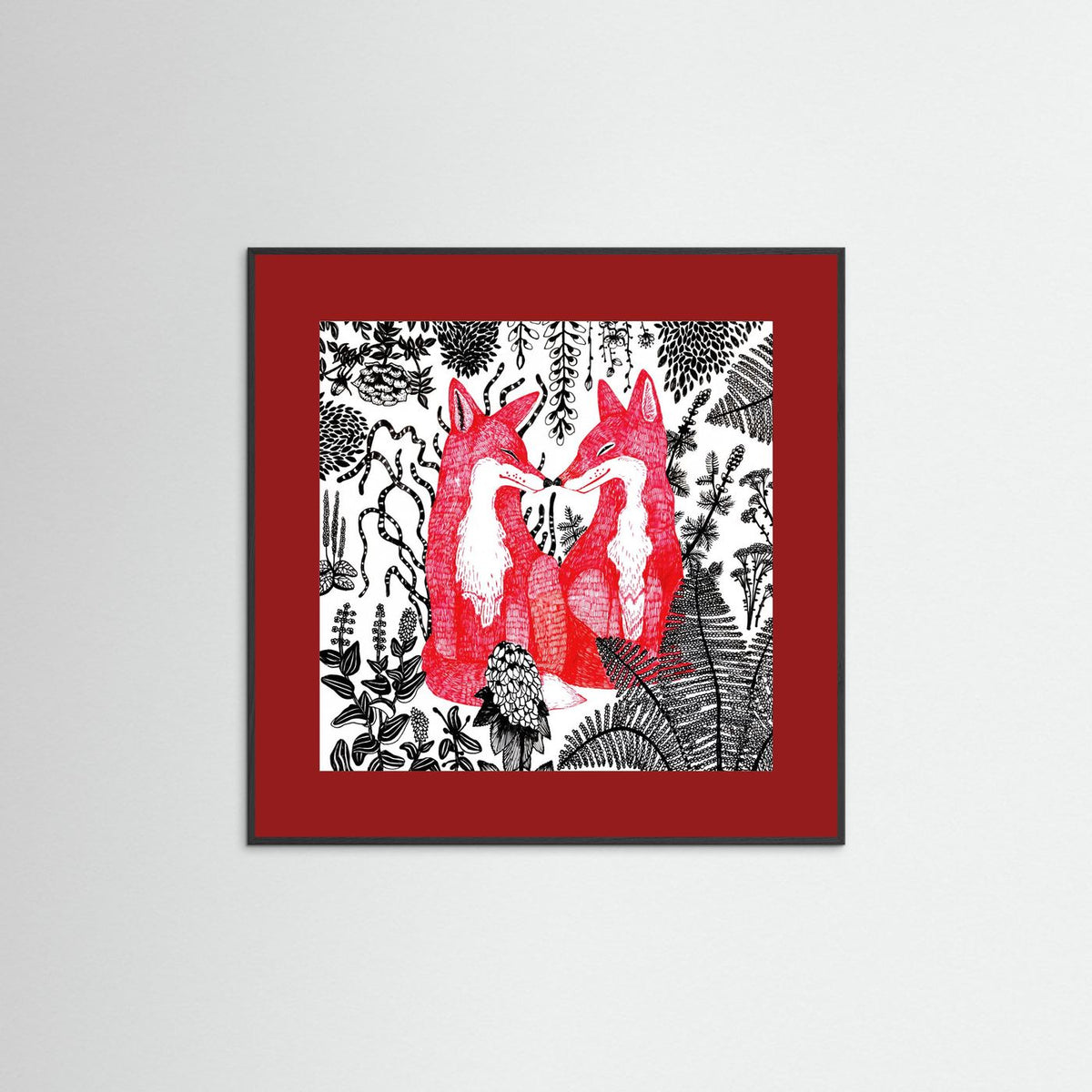 Foxes Folk Illustration Fine Art Paper Print