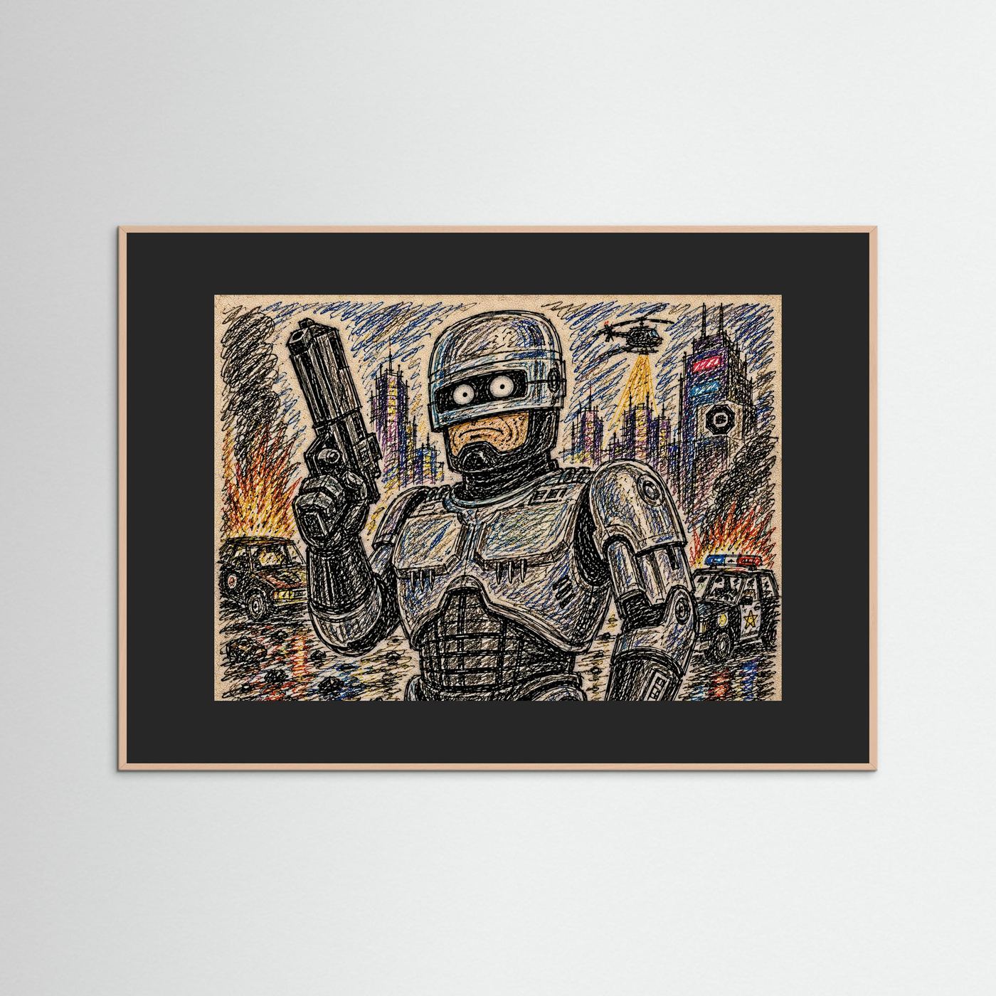 Large Framed Wall Art – Retro Sci-Fi Robocop Print
