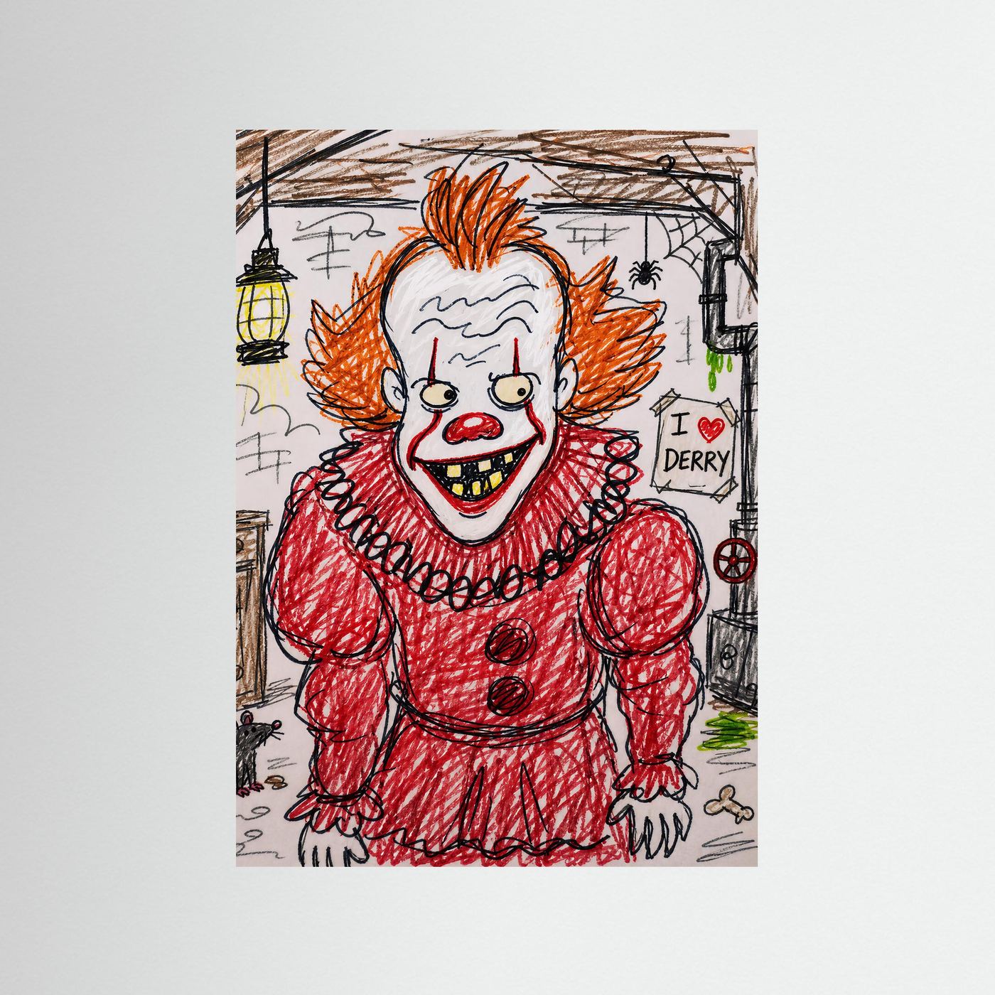 Large Framed Wall Art – Creepy Pennywise Horror Poster