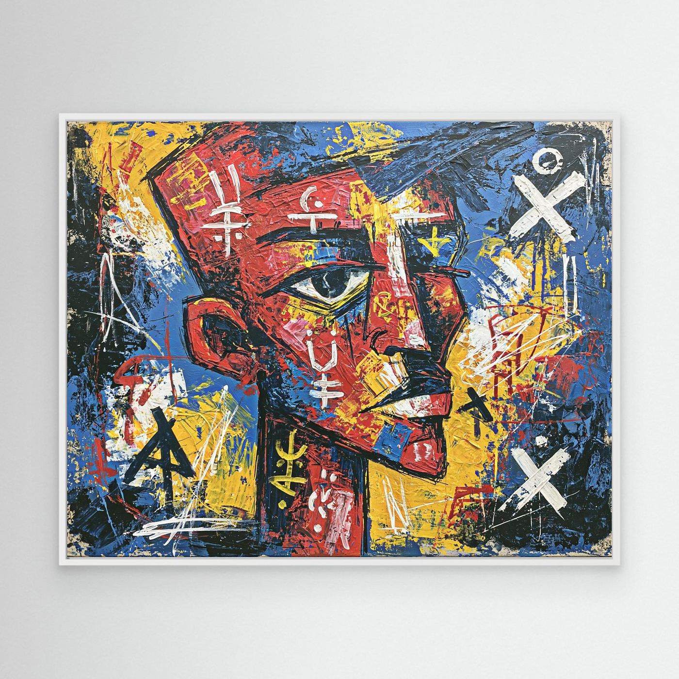 Abstract Mask Portrait Framed Pop Art Canvas