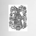 March Hare Vintage Illustration Black & White Framed Fine Art Print
