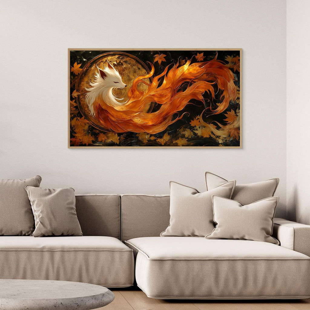 Nine-Tailed Fox Japanese Fantasy Kitsune Canvas Wall Art