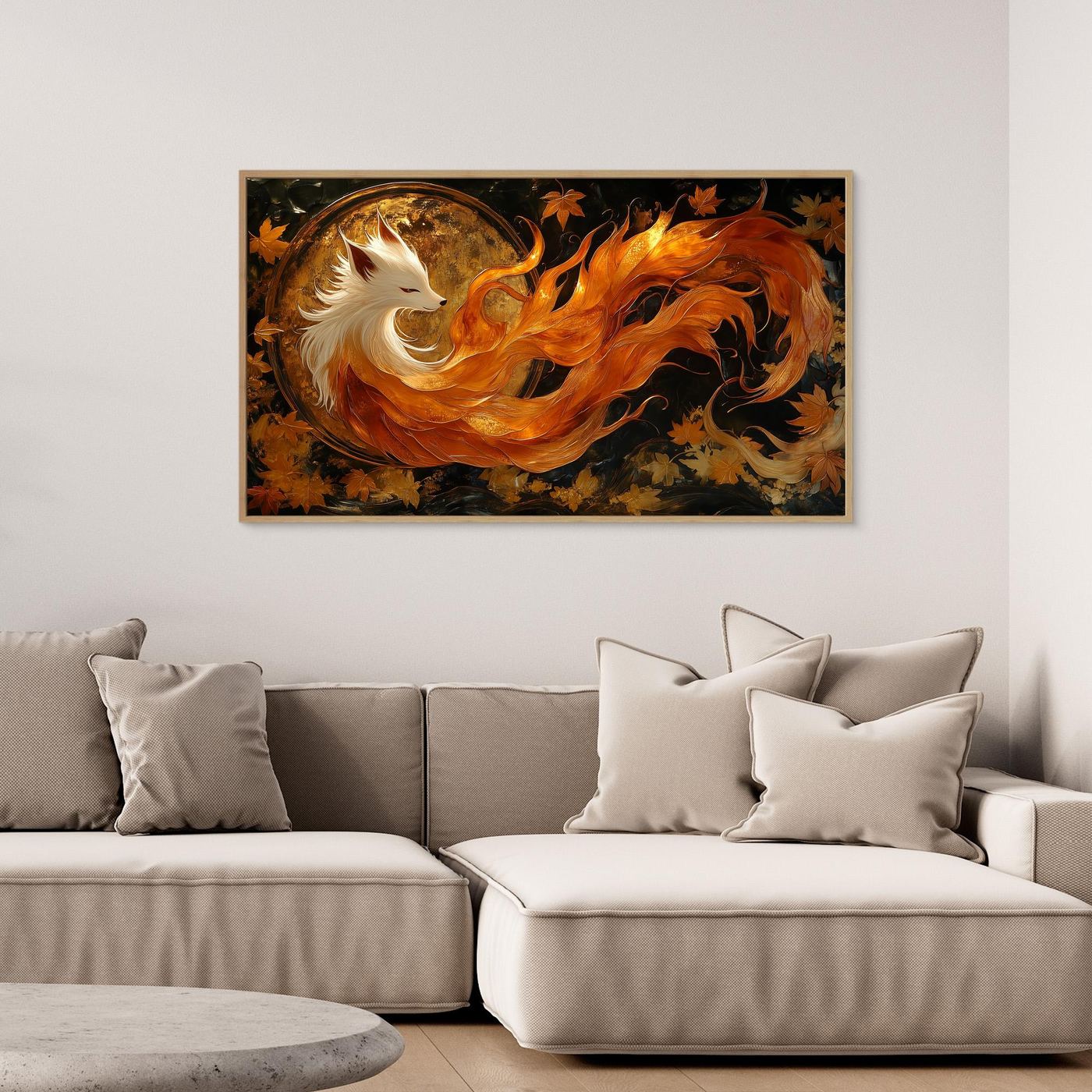 Nine-Tailed Fox Japanese Fantasy Kitsune Canvas Wall Art