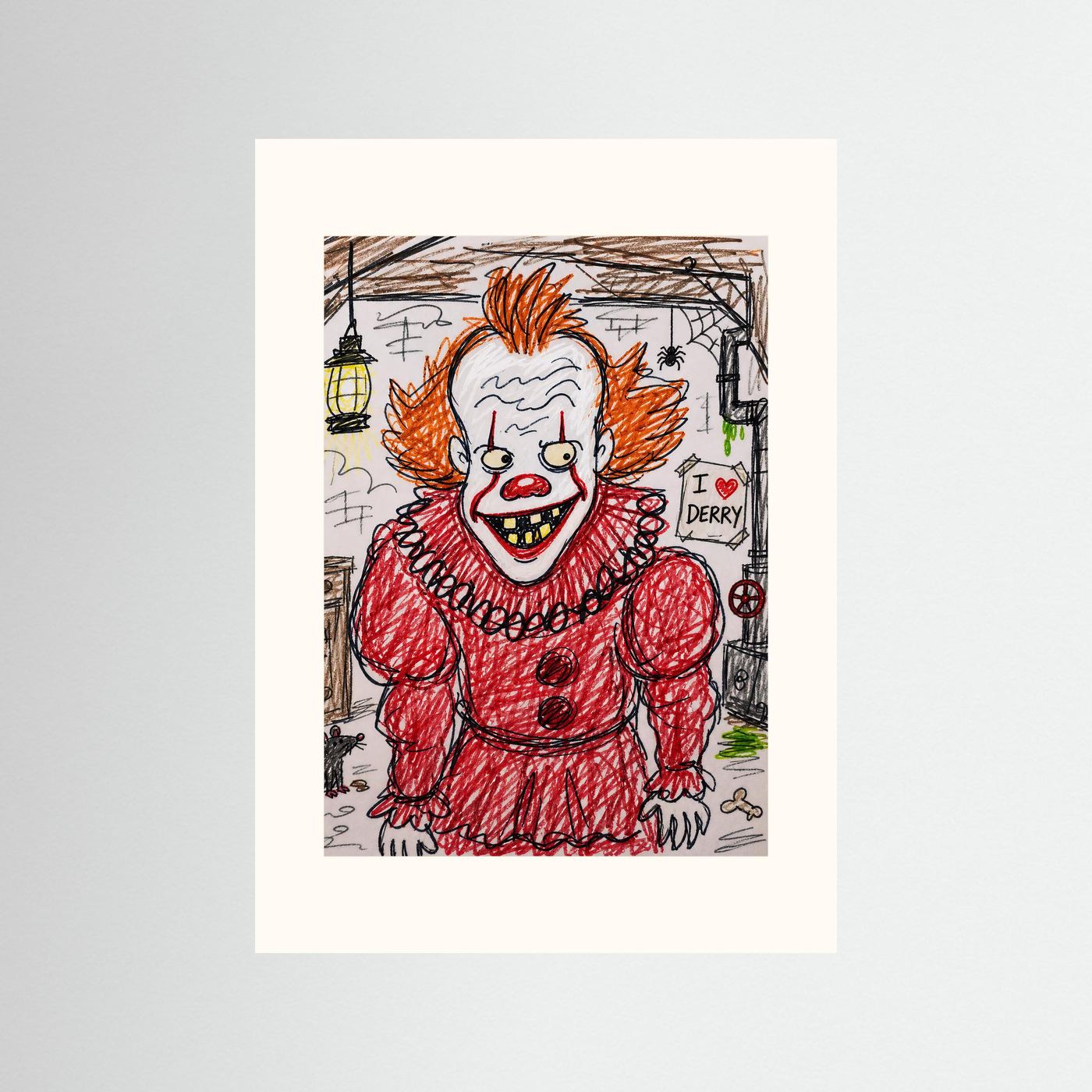 Large Framed Wall Art – Creepy Pennywise Horror Poster