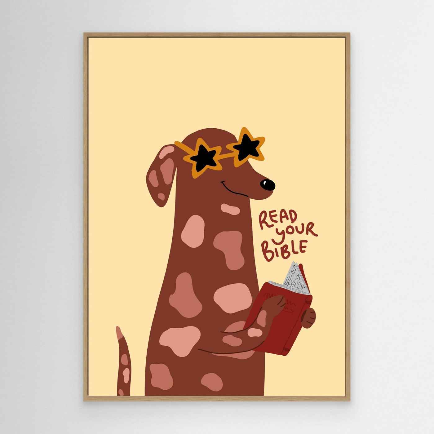 Christian Wall Art - Fun Sausage Dog Bible Print for Kids Nursery