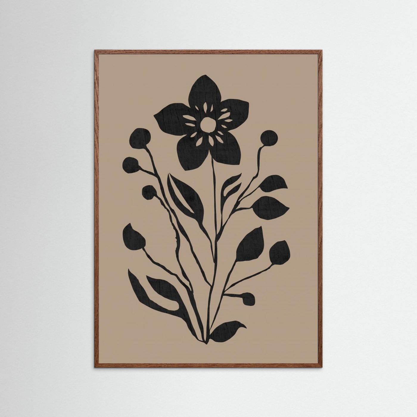 Black Flower Modern Botanical Silhouette by Cartissi