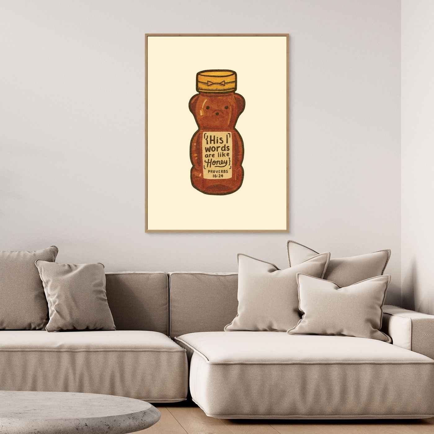 Christian Nursery Wall Art | Proverbs 16:24 Honey Bear Print