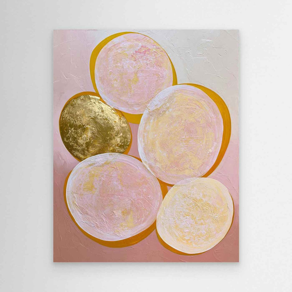 Blush Gold Abstract Circles Framed Pop Art