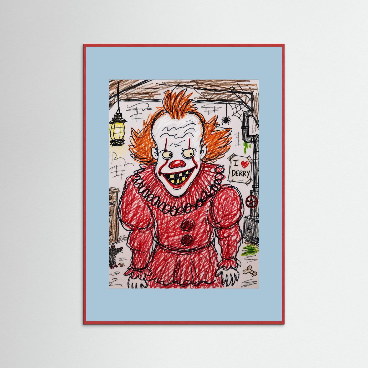 Large Framed Wall Art – Creepy Pennywise Horror Poster