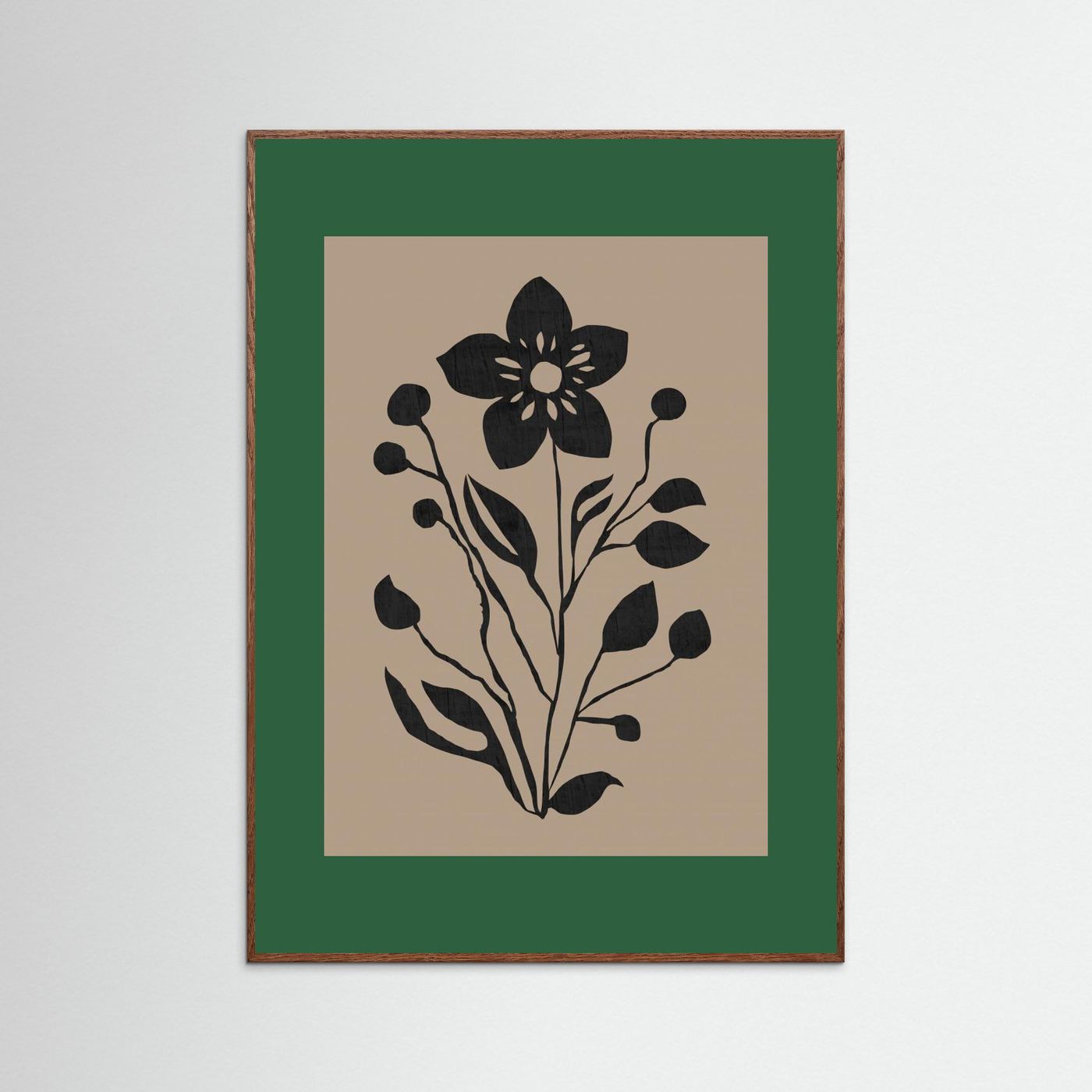 Black Flower Modern Botanical Silhouette by Cartissi