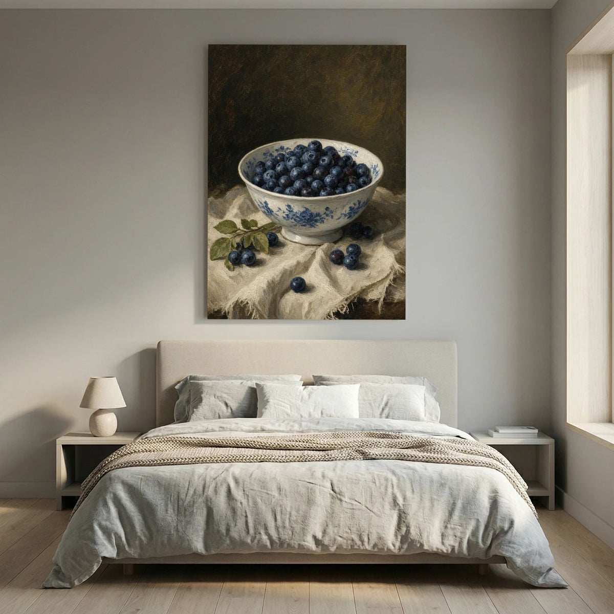 Blueberry Still Life Oil Painting Framed Canvas Wall Art