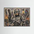 Large Framed Wall Art – Retro Sci-Fi Robocop Print
