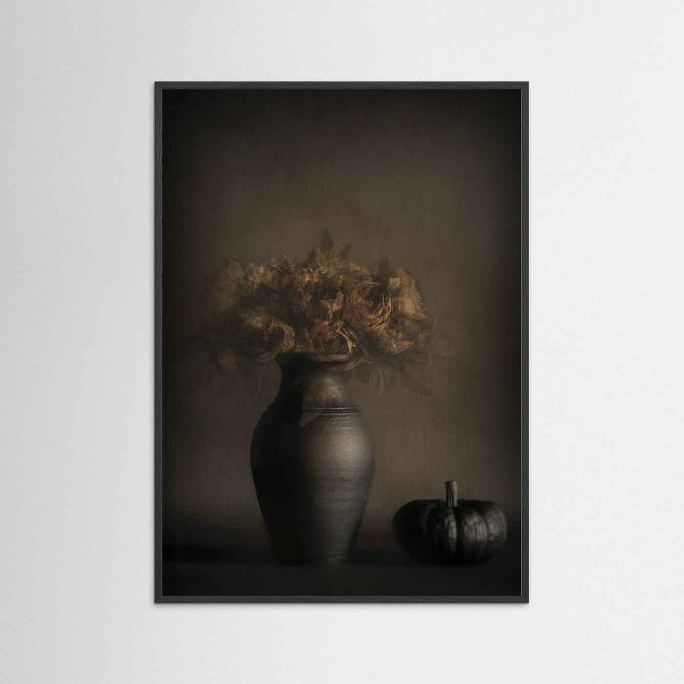 Large Framed Wall Art – Dark Floral Still Life Print