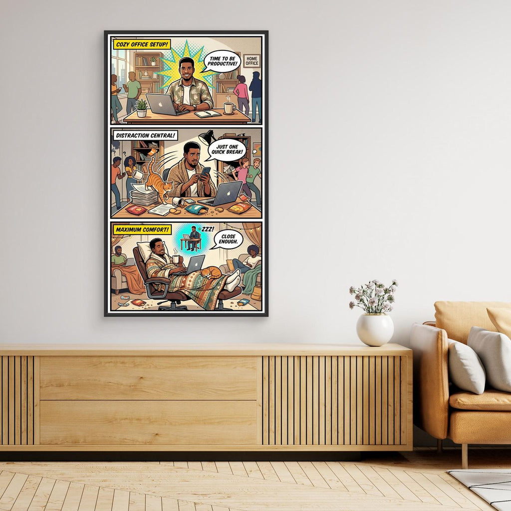Funny Home Office Retro Comic Canvas Wall Art
