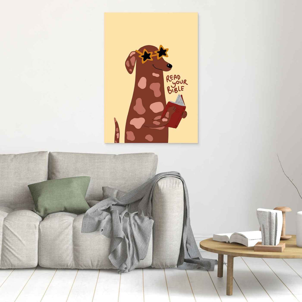 Christian Wall Art - Fun Sausage Dog Bible Print for Kids Nursery