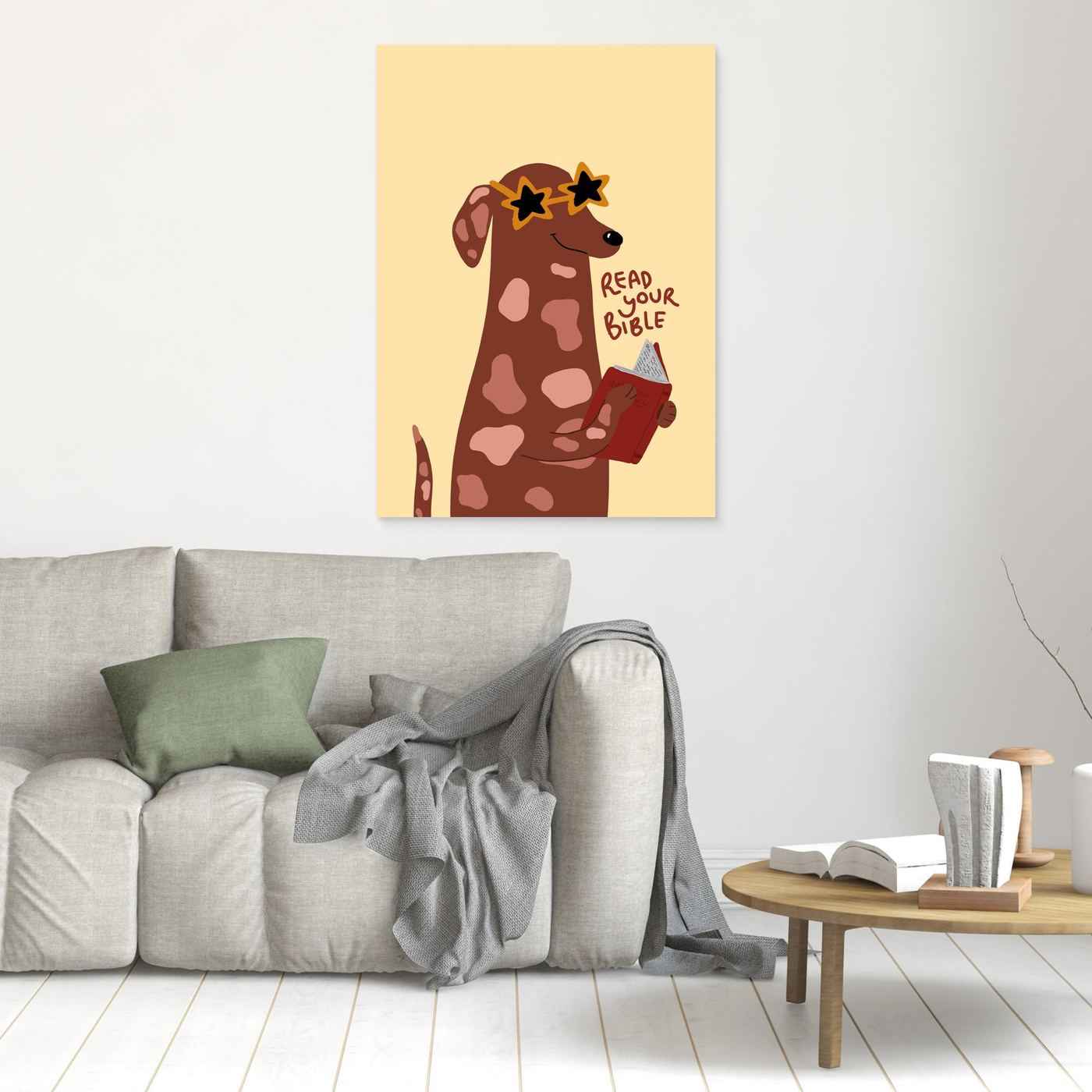 Christian Wall Art - Fun Sausage Dog Bible Print for Kids Nursery