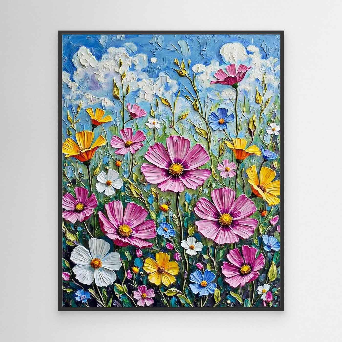 Wildflower Meadow Impasto Framed Pop Art Canvas Print