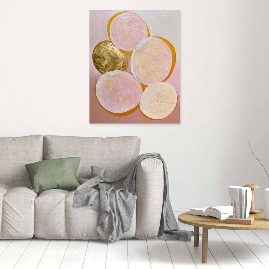 Blush Gold Abstract Circles Framed Pop Art
