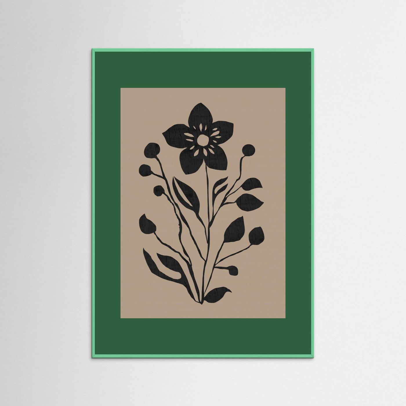 Black Flower Modern Botanical Silhouette by Cartissi