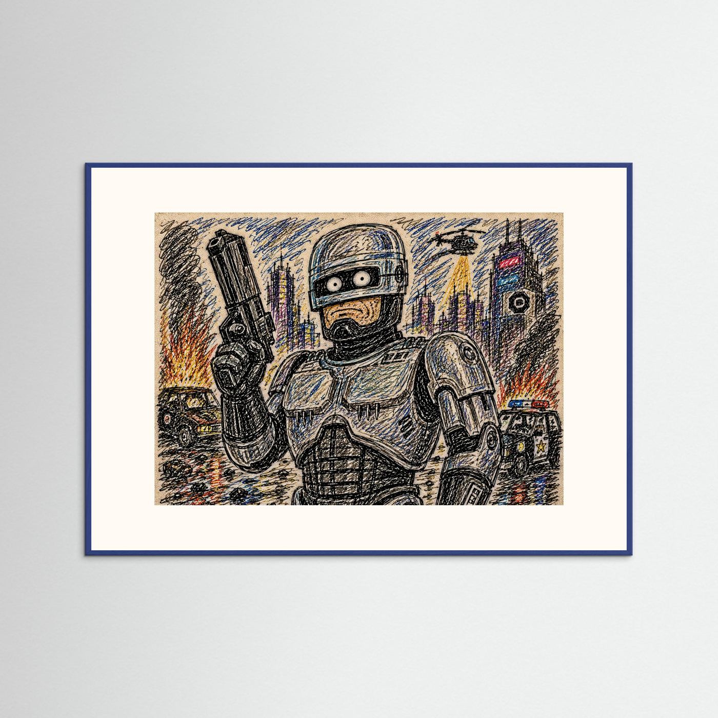 Large Framed Wall Art – Retro Sci-Fi Robocop Print