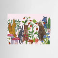 Mushroom Picking Folk Art Woodland Illustrated Framed Fine Art Print