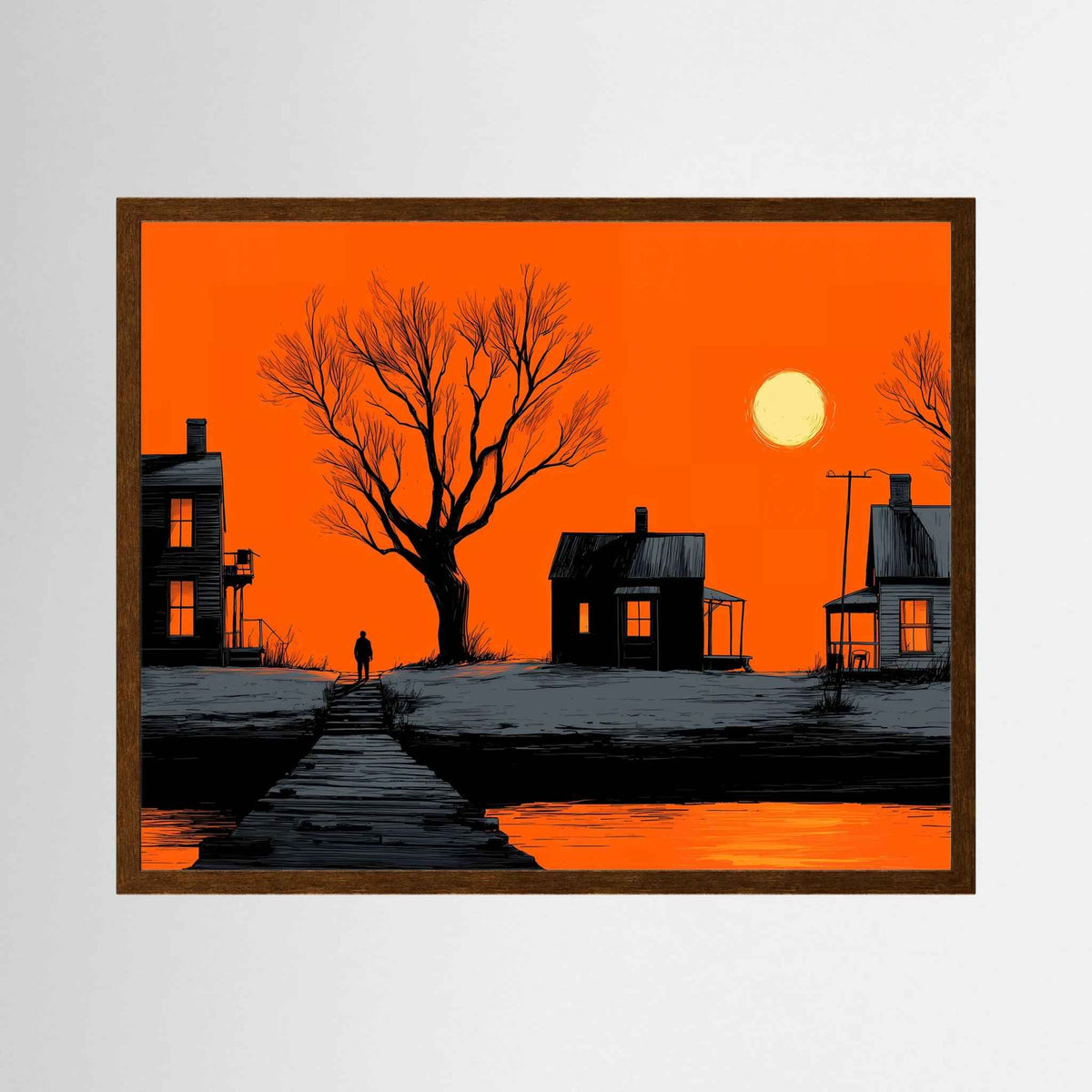 Orange Noir Sunset – Waterfront Landscape Fine Art Print