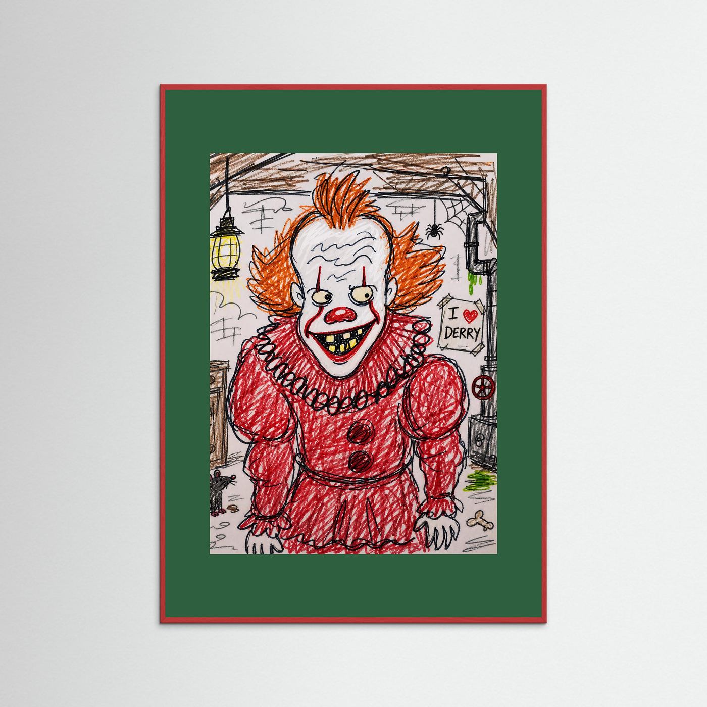 Large Framed Wall Art – Creepy Pennywise Horror Poster