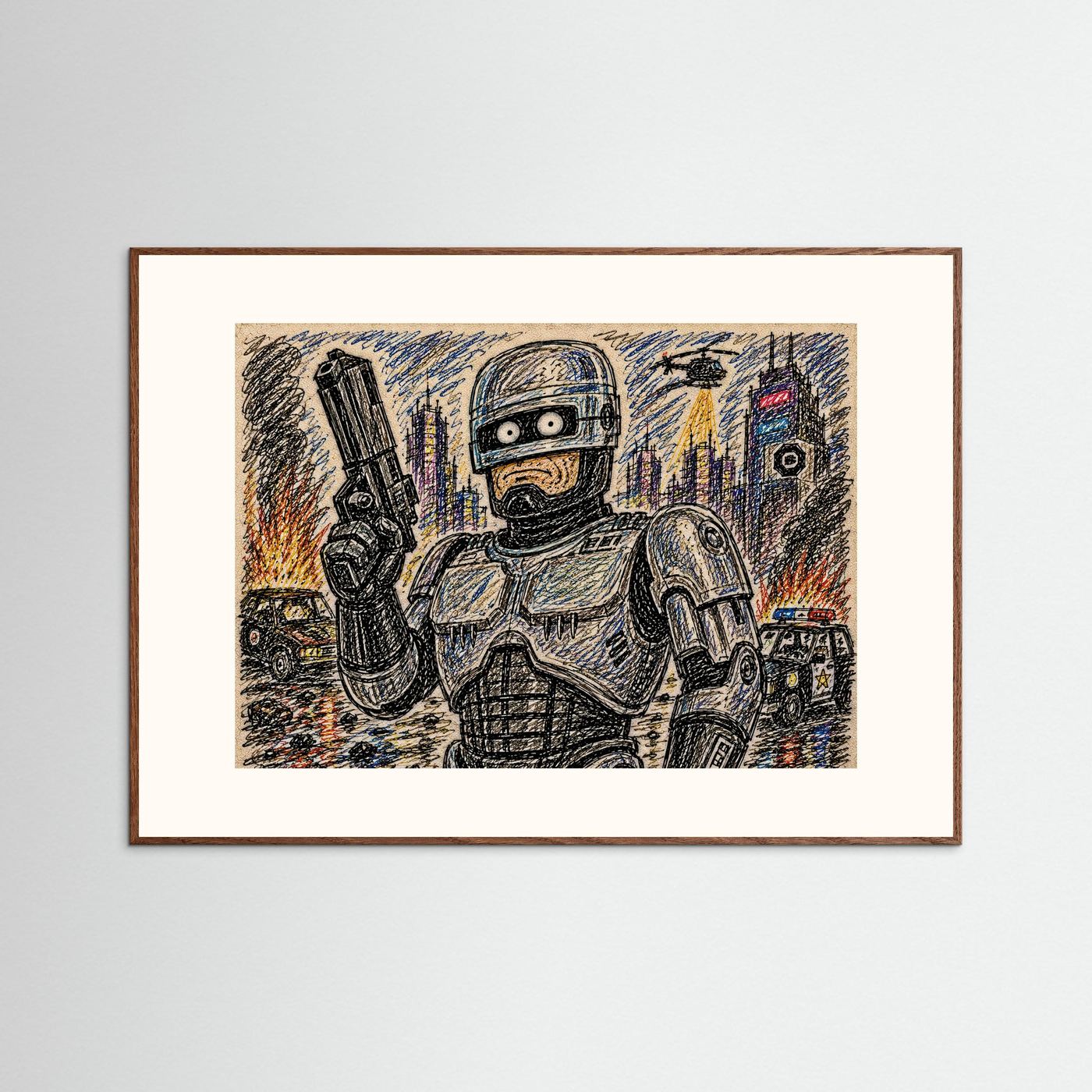 Large Framed Wall Art – Retro Sci-Fi Robocop Print