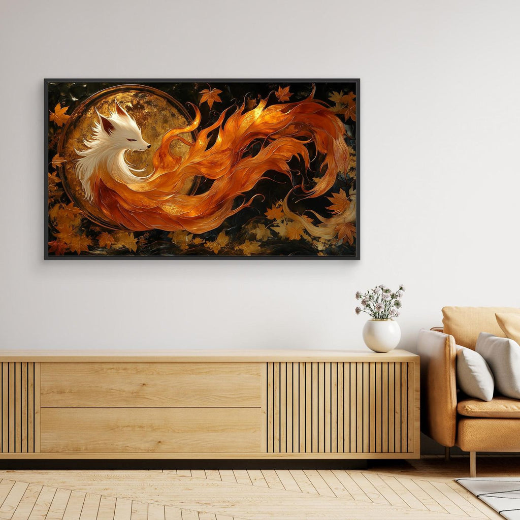 Nine-Tailed Fox Japanese Fantasy Kitsune Canvas Wall Art