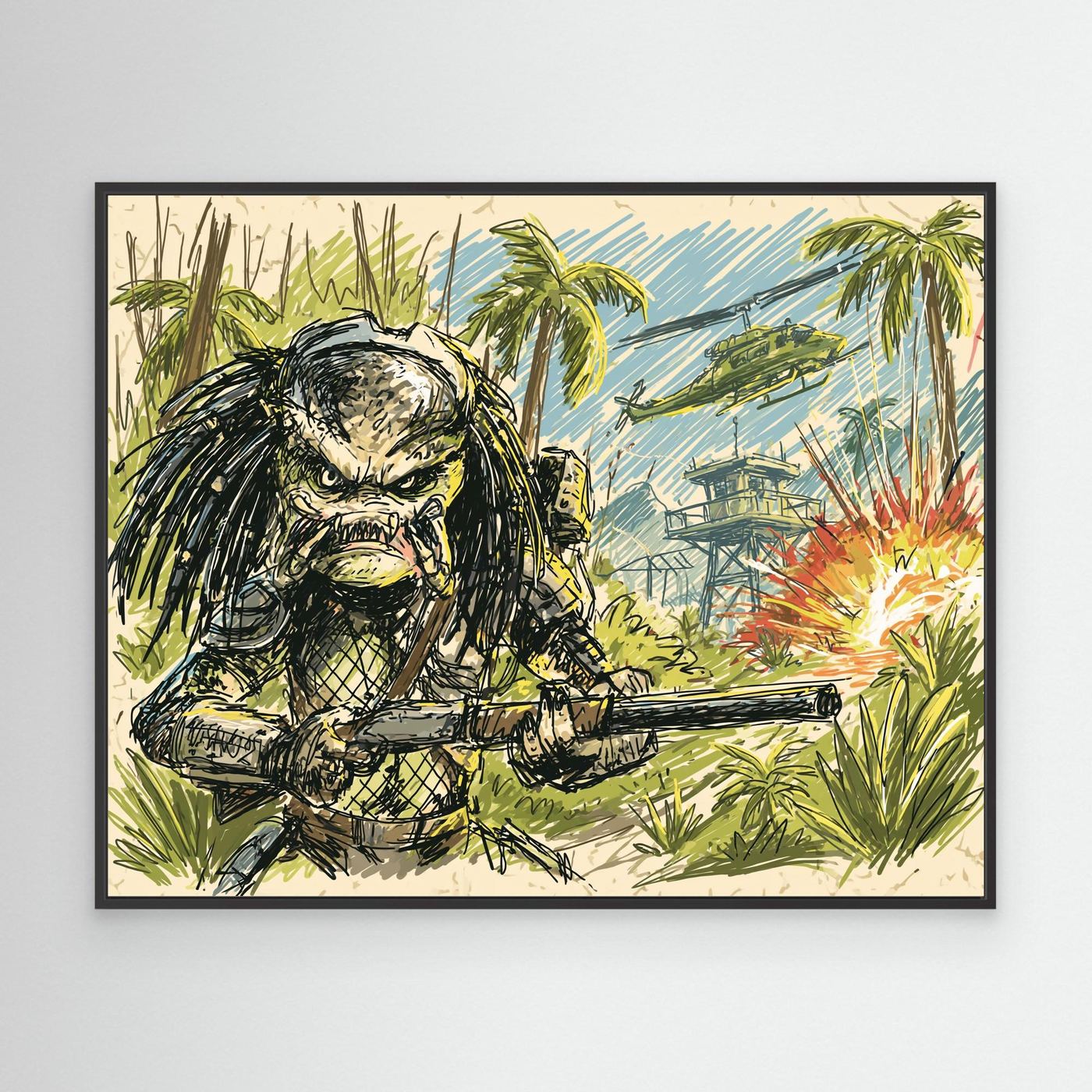 Predator Inspired Framed Pop Art Canvas