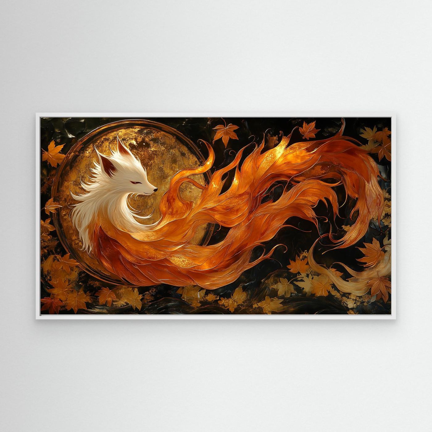 Nine-Tailed Fox Japanese Fantasy Kitsune Canvas Wall Art