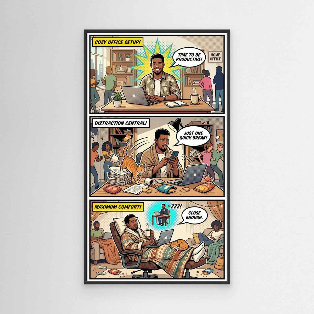 Funny Home Office Retro Comic Canvas Wall Art