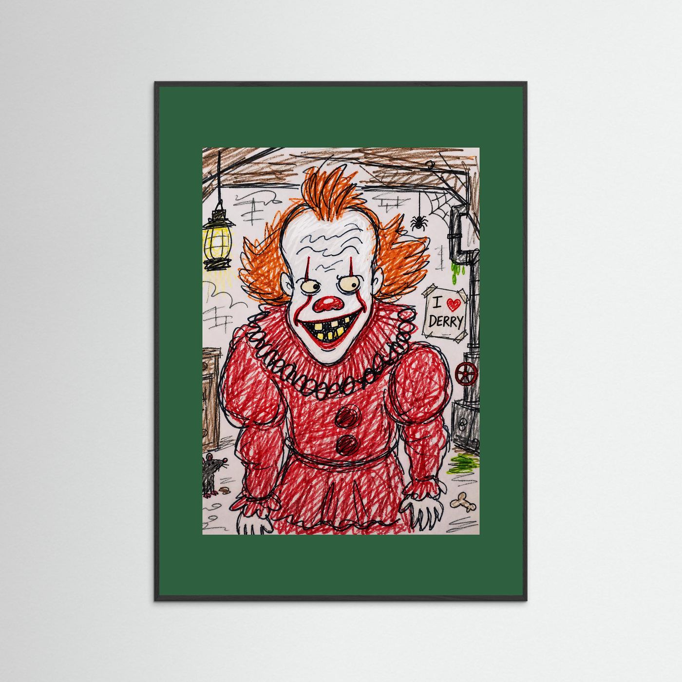 Large Framed Wall Art – Creepy Pennywise Horror Poster