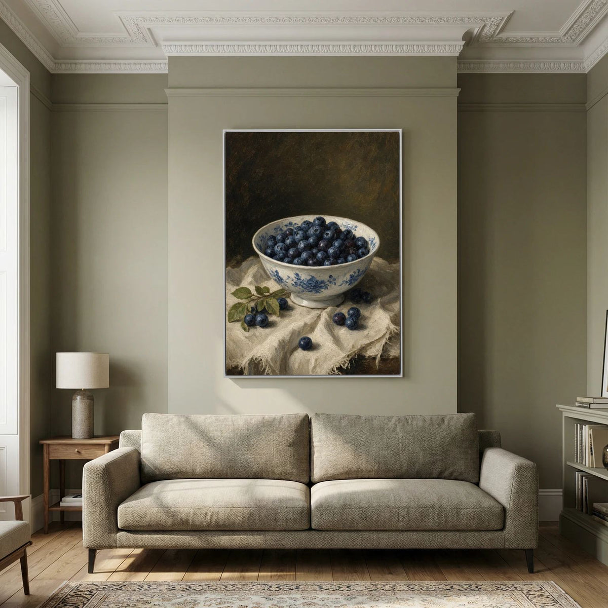 Blueberry Still Life Oil Painting Framed Canvas Wall Art