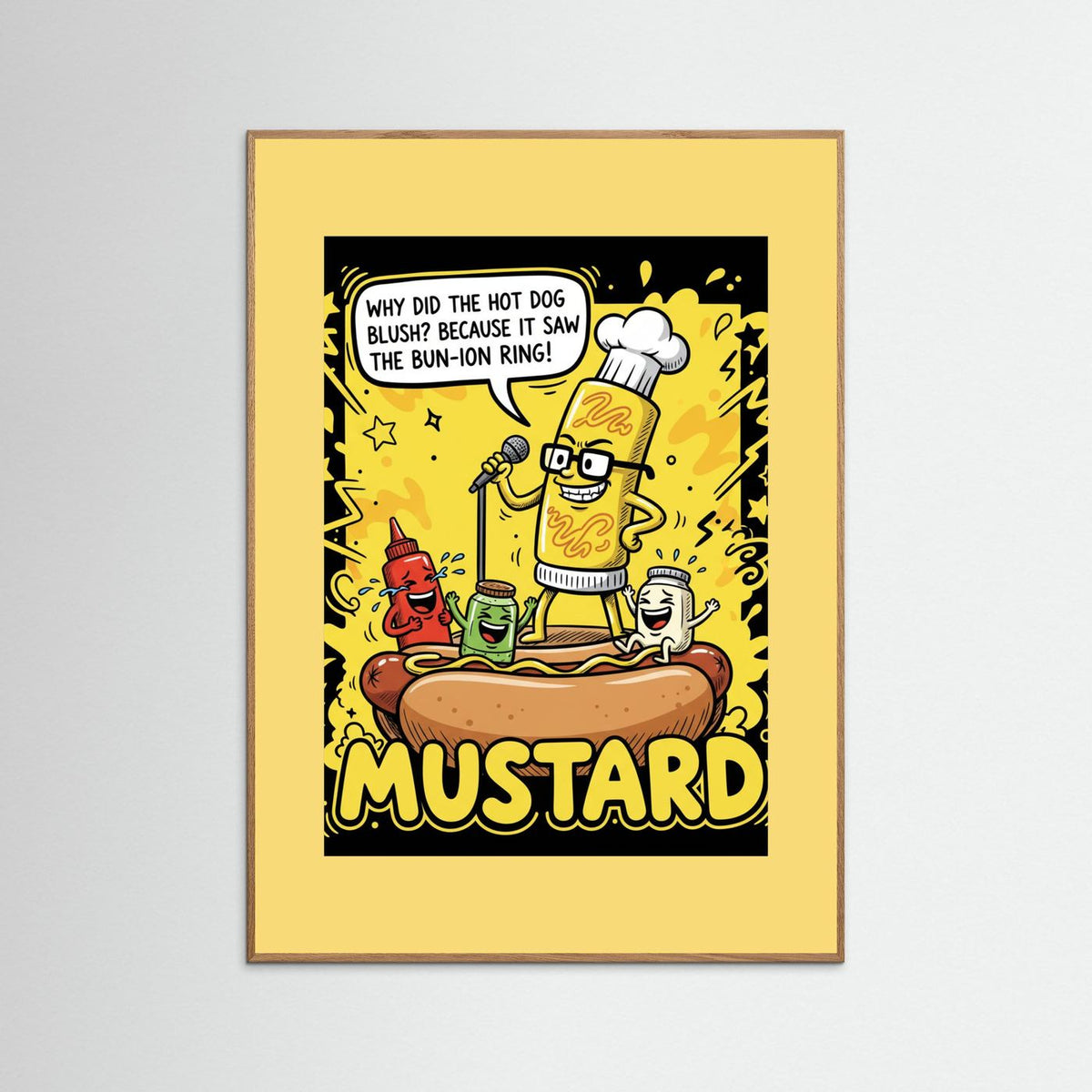 Funny Hot Dog Joke Comic Illustration Fine Art Paper Print