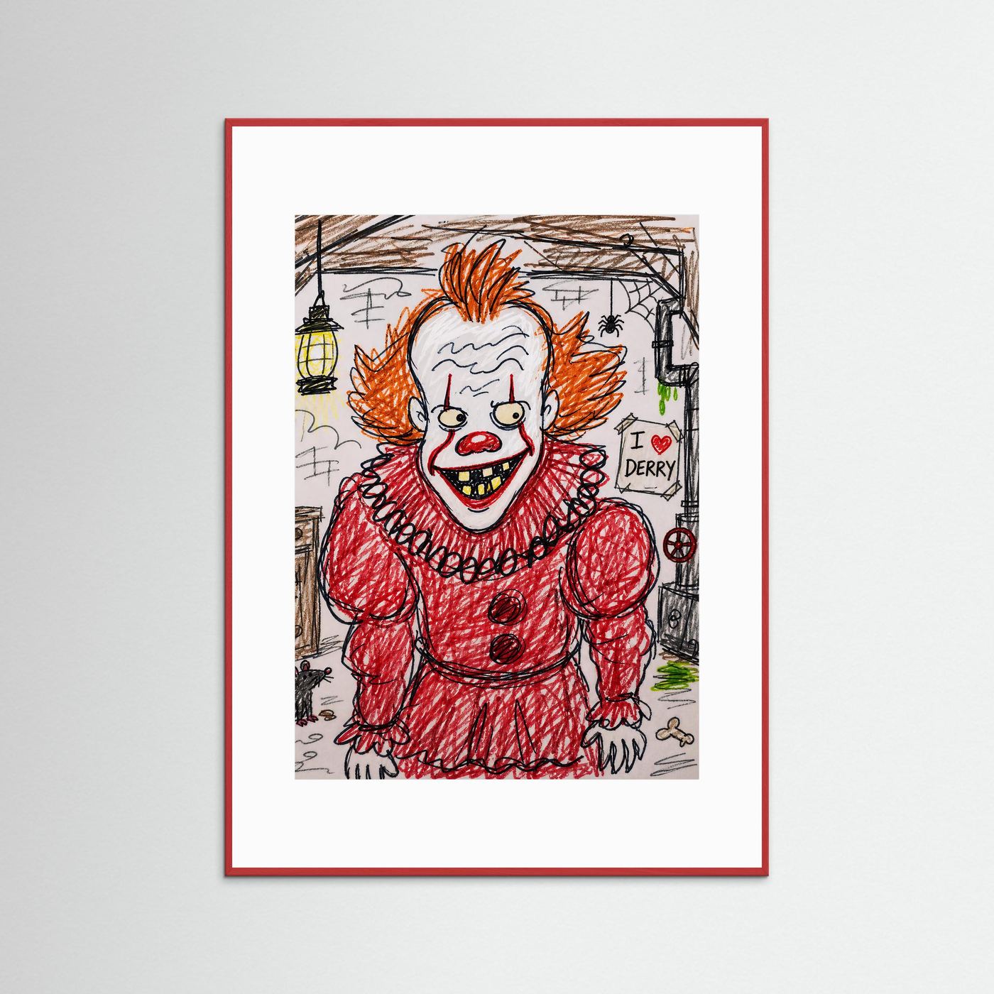 Large Framed Wall Art – Creepy Pennywise Horror Poster
