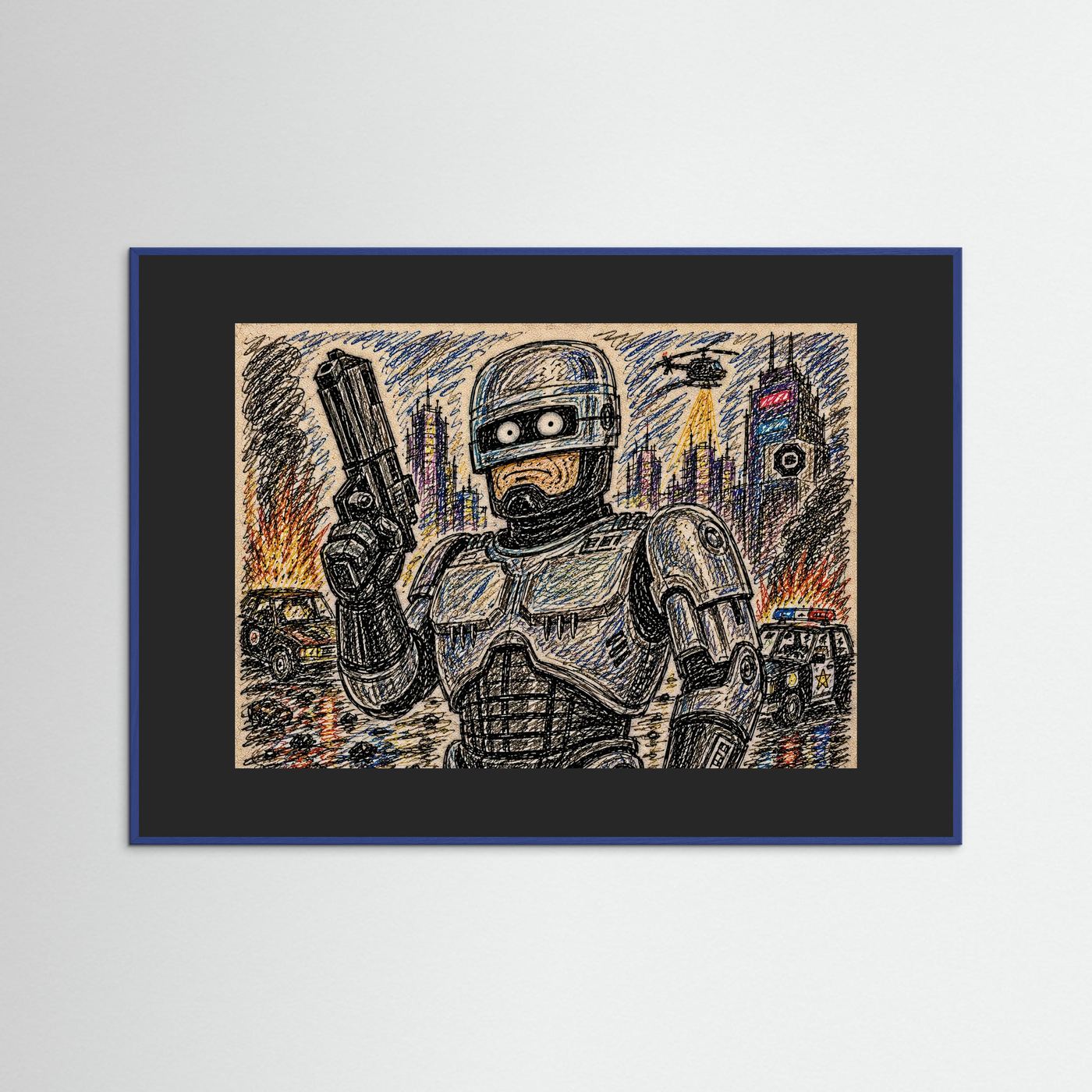 Large Framed Wall Art – Retro Sci-Fi Robocop Print