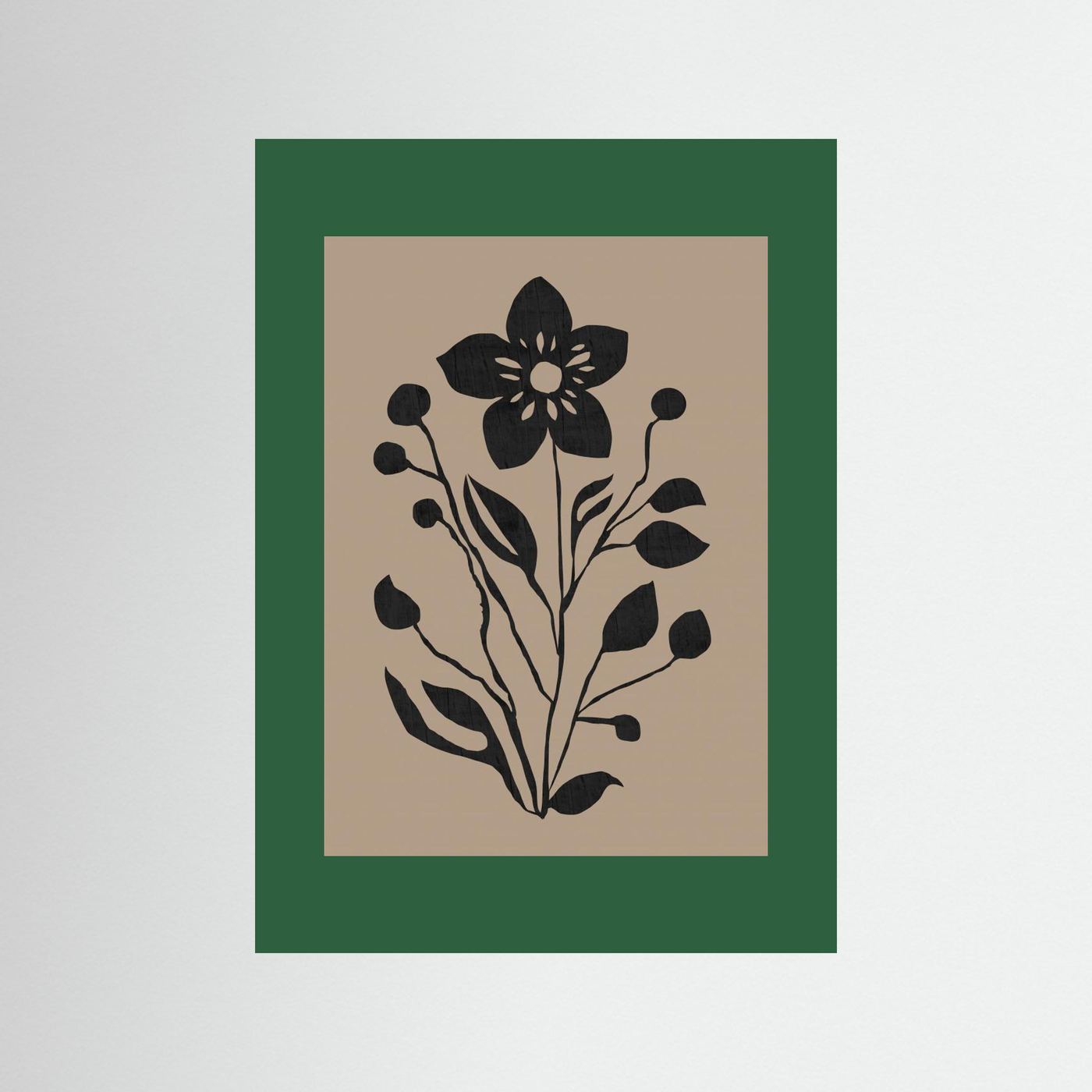 Black Flower Modern Botanical Silhouette by Cartissi