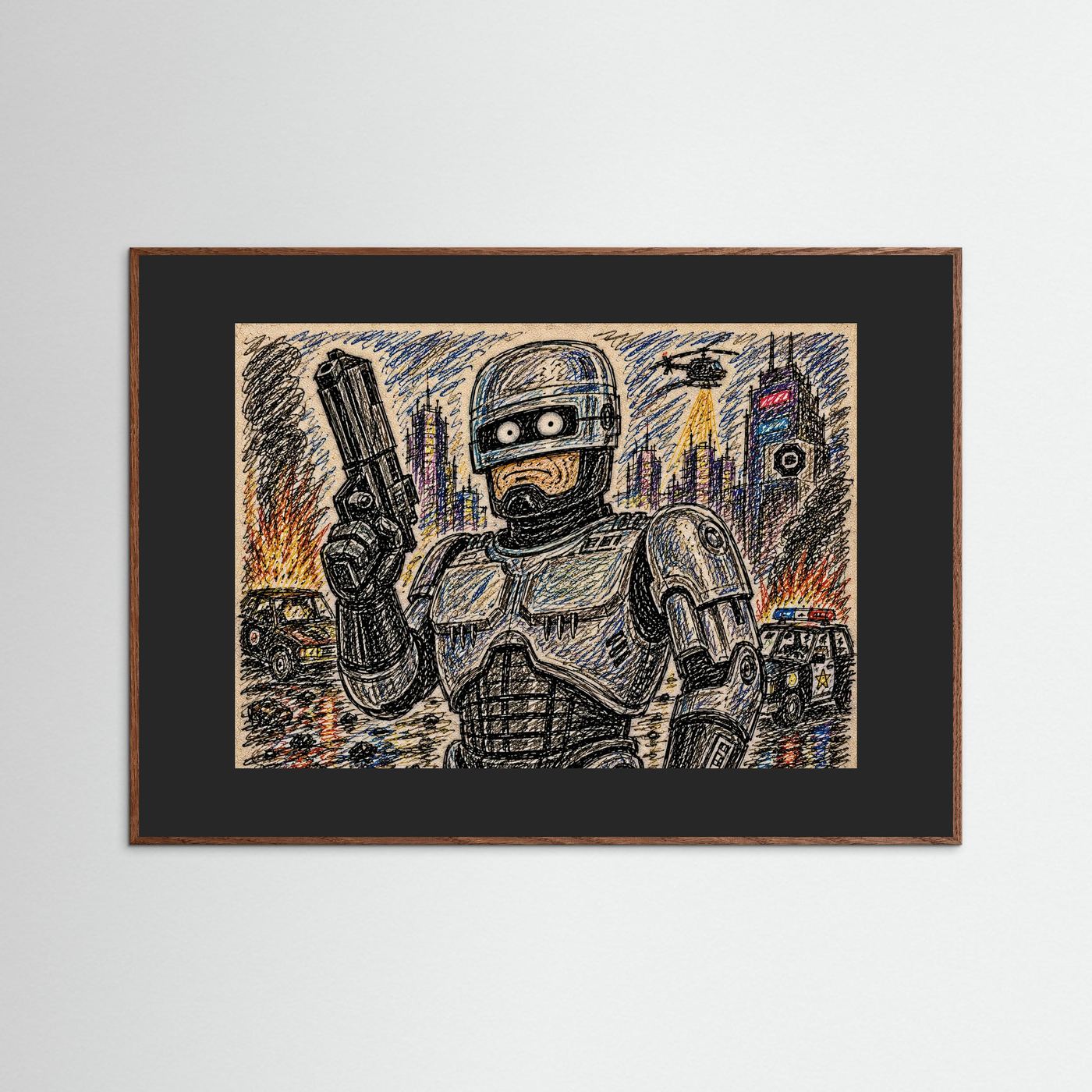 Large Framed Wall Art – Retro Sci-Fi Robocop Print