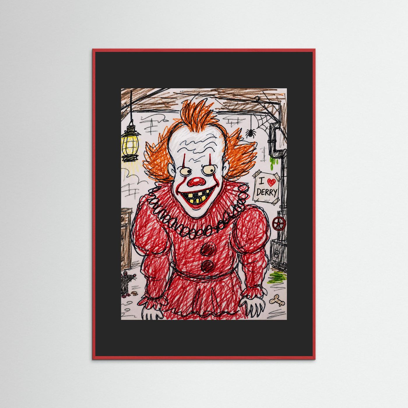 Large Framed Wall Art – Creepy Pennywise Horror Poster