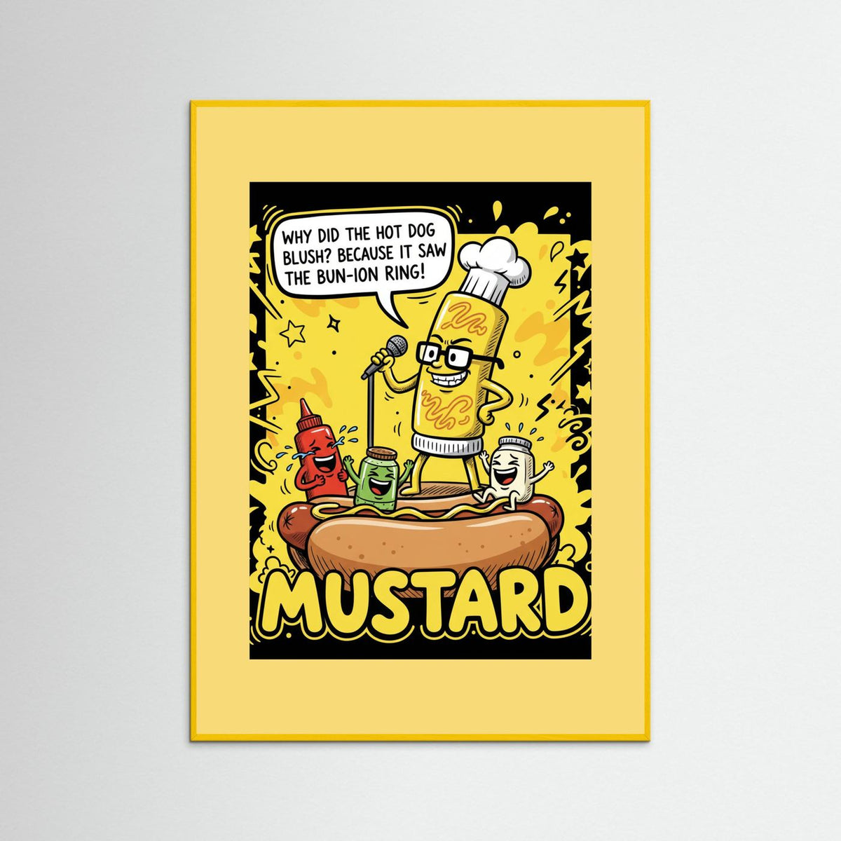 Funny Hot Dog Joke Comic Illustration Fine Art Paper Print