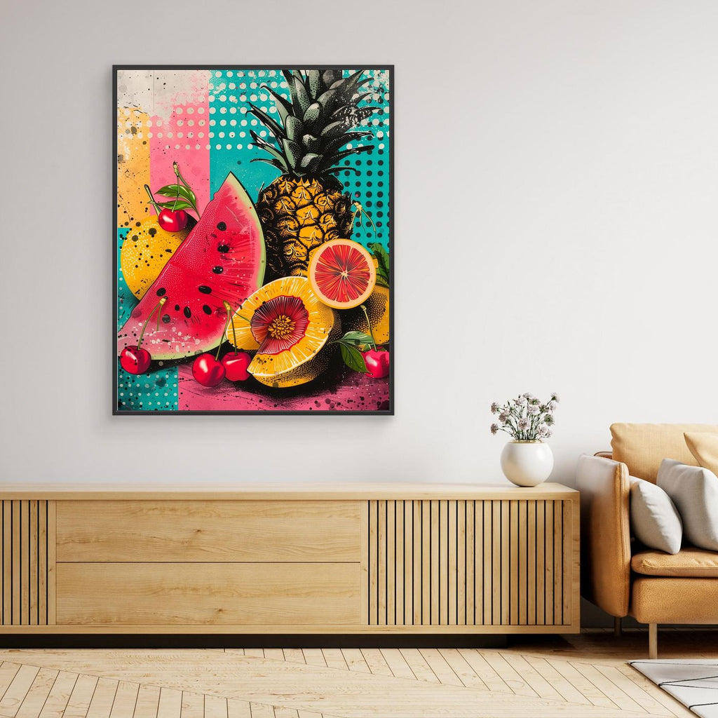 Tropical Fruit Framed Pop Art Canvas – Colourful Kitchen & Living Room Wall Art