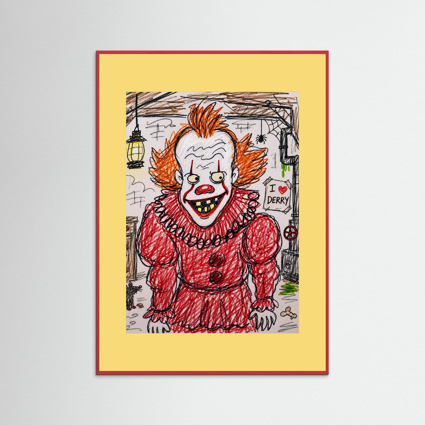 Large Framed Wall Art – Creepy Pennywise Horror Poster