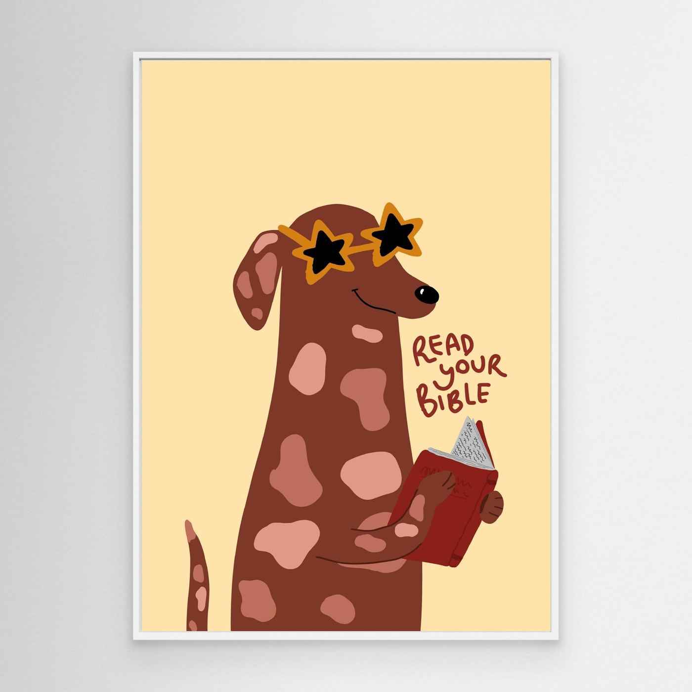 Christian Wall Art - Fun Sausage Dog Bible Print for Kids Nursery
