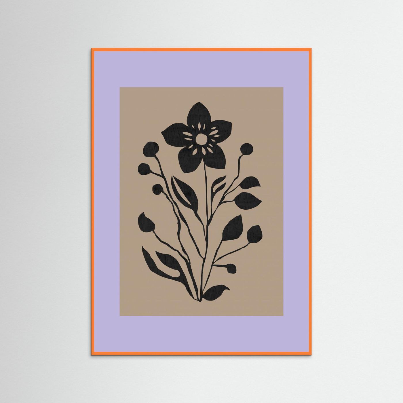 Black Flower Modern Botanical Silhouette by Cartissi