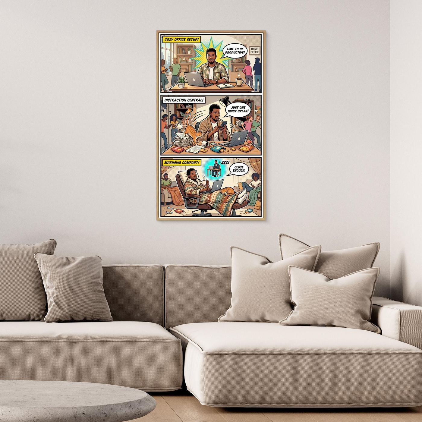 Funny Home Office Retro Comic Canvas Wall Art