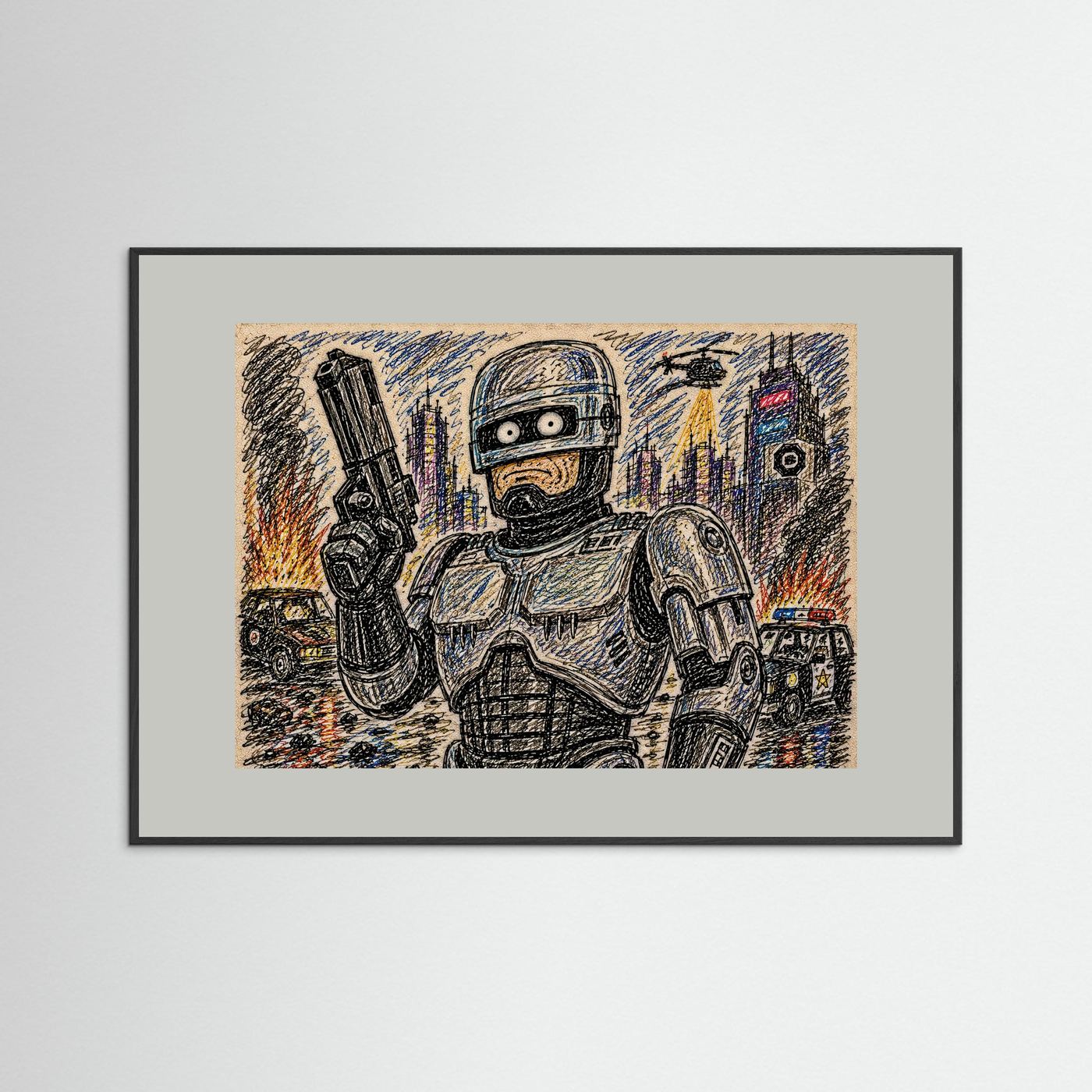 Large Framed Wall Art – Retro Sci-Fi Robocop Print